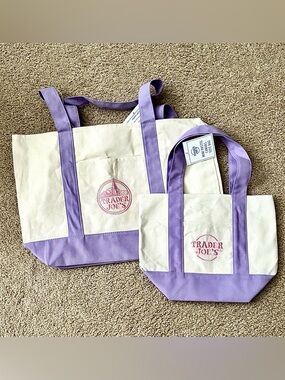 Trader Joe's Large & Mini Canvas Tote Bags (2)